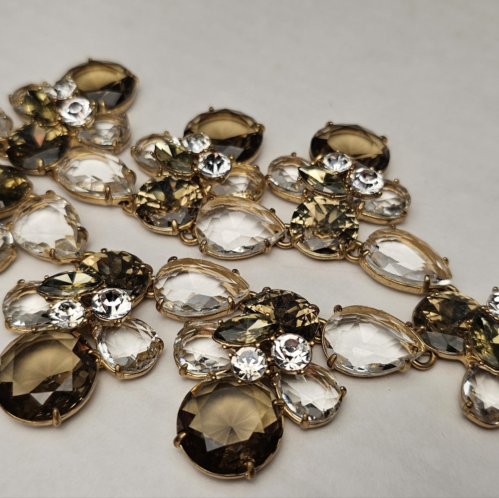[J. Crew] Smokey Crystal Drop Bib Bumble Bee Statement Necklace - Picture 14 of 16